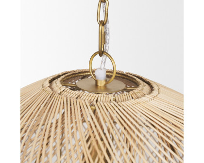 Mercana - Thad 1-Light Natural Woven Rattan Dome Pendant