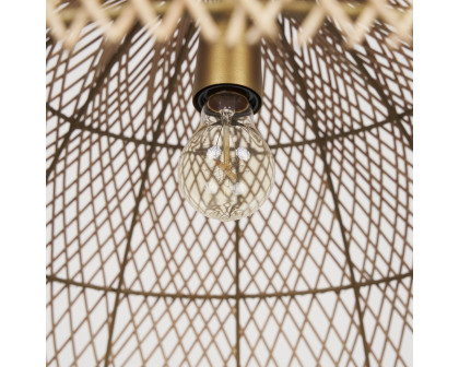 Mercana - Thad 1-Light Natural Woven Rattan Dome Pendant