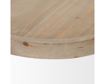 Mercana - Virve Round Light Brown Wood with Gray Wash Wooden Trays