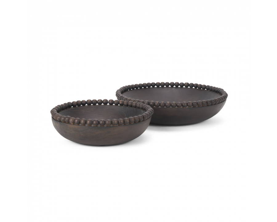 Mercana Wendell Round Bowls with Wood Beads - Dark Brown