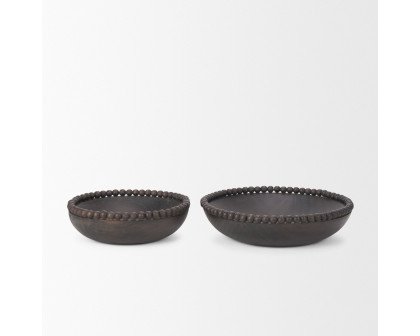 Mercana Wendell Round Bowls with Wood Beads - Dark Brown