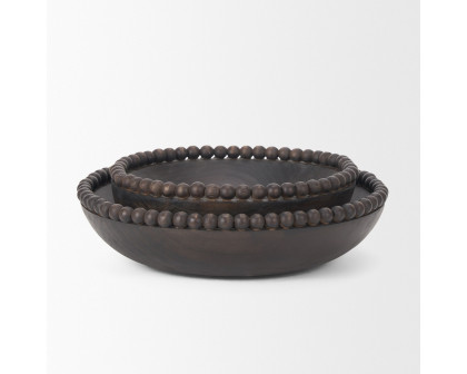 Mercana Wendell Round Bowls with Wood Beads - Dark Brown