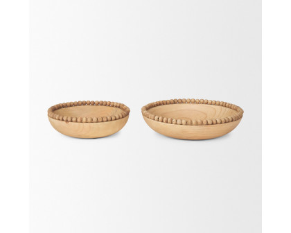 Mercana Wendell Round Bowls with Wood Beads - Light Brown