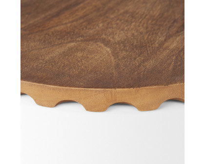 Mercana - Waverly Round Light Brown Wood Scalloped Edged Trays