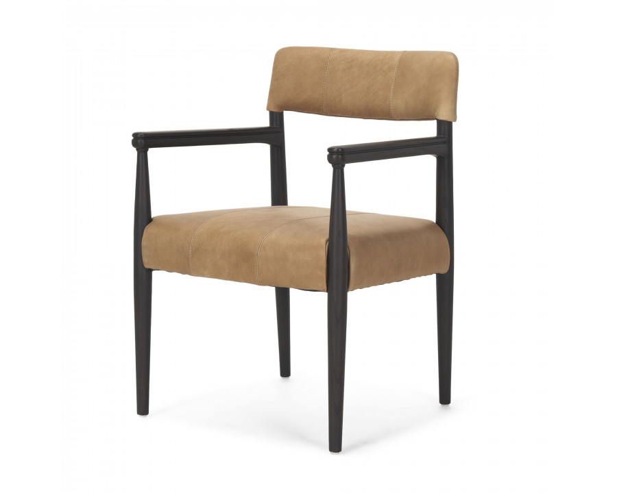 Mercana Toni Dining Chair with Chestnut Leather - Dark Brown