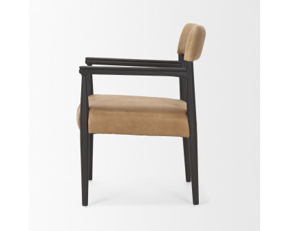 Mercana Toni Dining Chair with Chestnut Leather - Dark Brown