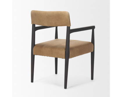 Mercana Toni Dining Chair with Chestnut Leather - Dark Brown