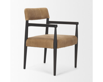 Mercana Toni Dining Chair with Chestnut Leather - Dark Brown