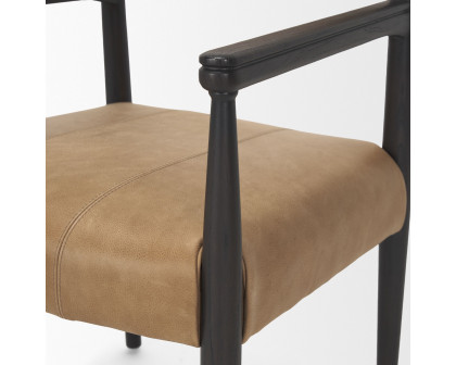 Mercana Toni Dining Chair with Chestnut Leather - Dark Brown