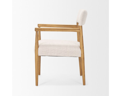 Mercana Toni Dining Chair with Cream Heathered Performance Fabric - Light Brown