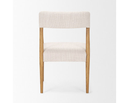 Mercana Toni Dining Chair with Cream Heathered Performance Fabric - Light Brown