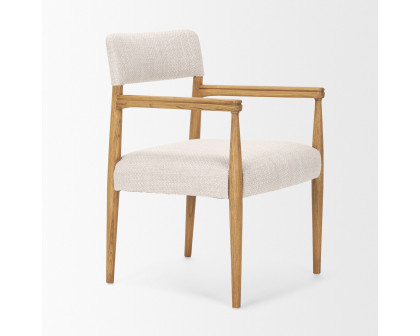 Mercana Toni Dining Chair with Cream Heathered Performance Fabric - Light Brown