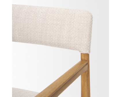 Mercana Toni Dining Chair with Cream Heathered Performance Fabric - Light Brown