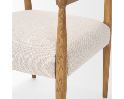 Mercana Toni Dining Chair with Cream Heathered Performance Fabric - Light Brown