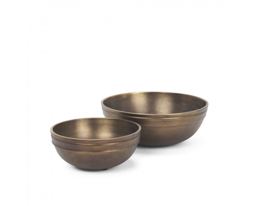 Mercana - Tomiko Decorative Brass Finished Cast Aluminum Round Bowls