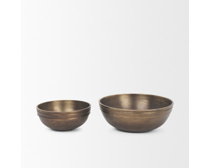 Mercana - Tomiko Decorative Brass Finished Cast Aluminum Round Bowls