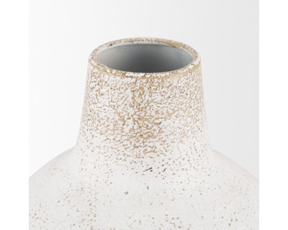 Mercana Tisha Small Distressing Metal Vase - White