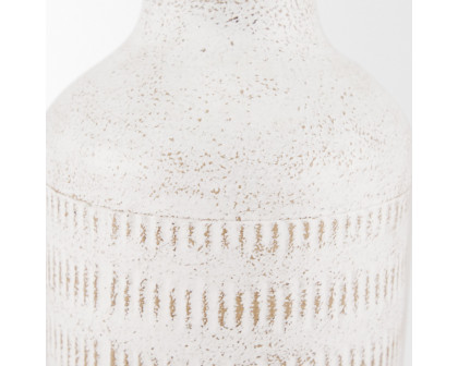 Mercana Tisha Small Distressing Metal Vase - White