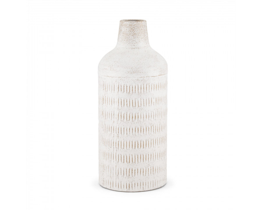 Mercana Tisha Large Distressing Metal Vase - White