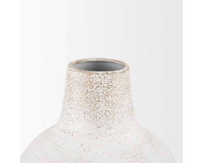 Mercana Tisha Large Distressing Metal Vase - White