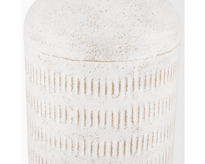 Mercana Tisha Large Distressing Metal Vase - White