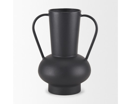 Mercana Tasya Large Metal Vase with Handles - Black