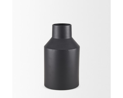 Mercana Tosca Small Matte Black Metal Vase - Black