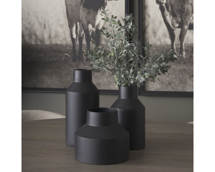 Mercana Tosca Small Matte Black Metal Vase - Black