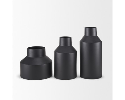 Mercana Tosca Small Matte Black Metal Vase - Black