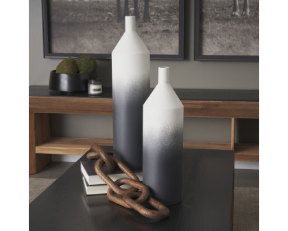 Mercana Townley Tall Ombre Metal Vase - White/Black