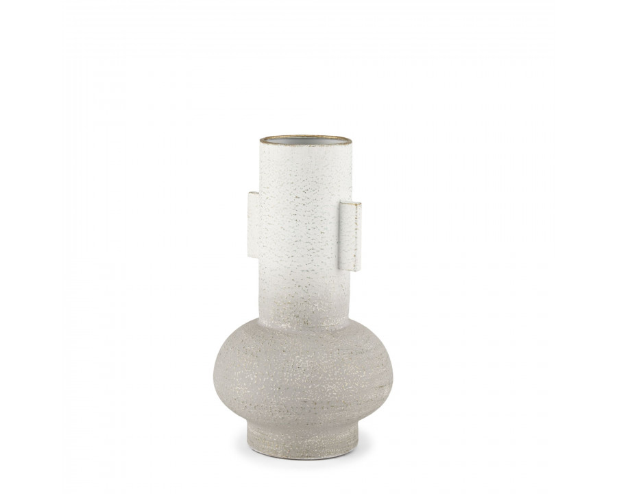 Mercana Torres Small Textured Metal Vase - White