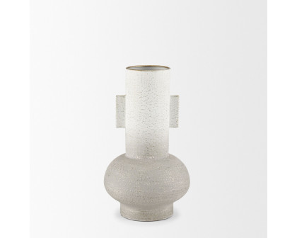 Mercana Torres Small Textured Metal Vase - White