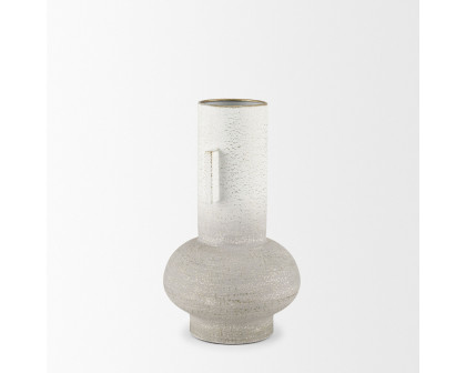 Mercana Torres Small Textured Metal Vase - White