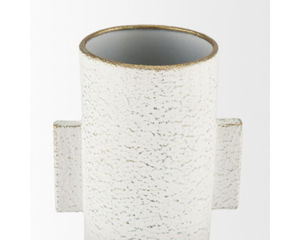 Mercana Torres Small Textured Metal Vase - White