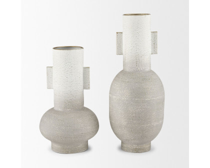 Mercana Torres Small Textured Metal Vase - White