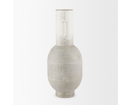 Mercana Torres Tall Textured Metal Vase - White