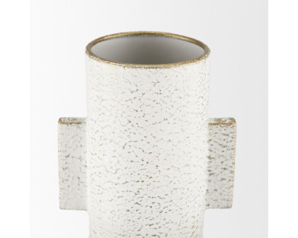 Mercana Torres Tall Textured Metal Vase - White