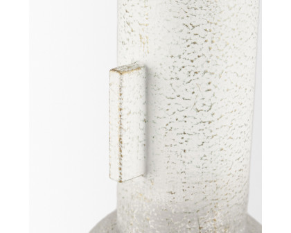 Mercana Torres Tall Textured Metal Vase - White