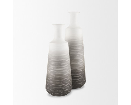 Mercana Toru Medium Ombre Metal Vase - White/Gray