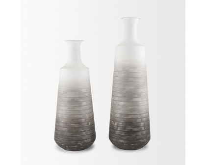 Mercana Toru Medium Ombre Metal Vase - White/Gray