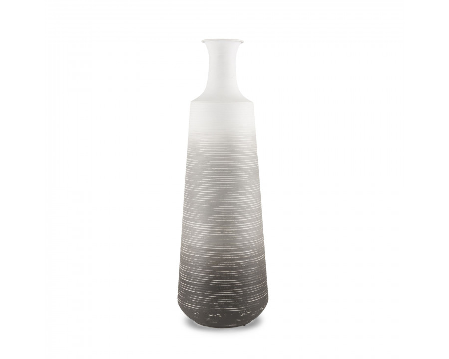 Mercana Toru Tall Ombre Metal Vase - White/Gray