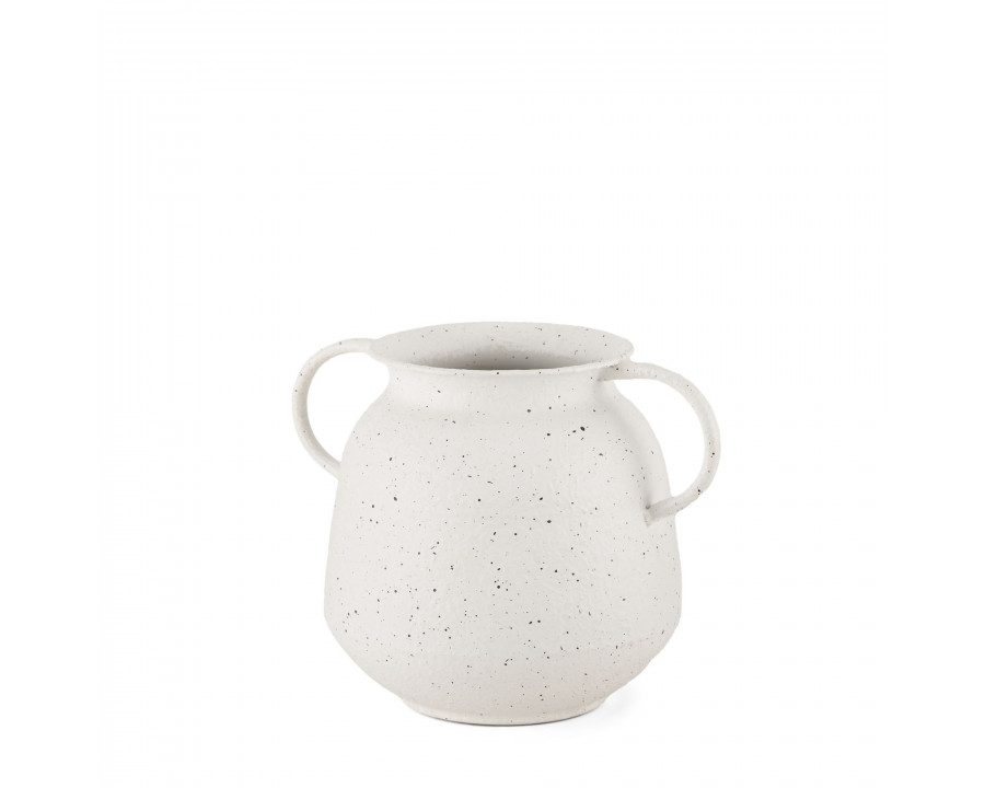 Mercana Treva Small Metal Vase with Black Speckles - White