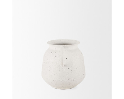 Mercana Treva Small Metal Vase with Black Speckles - White