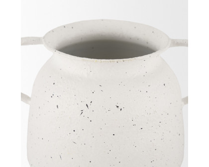 Mercana Treva Small Metal Vase with Black Speckles - White