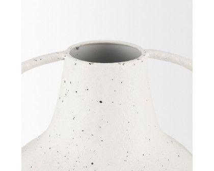 Mercana Treva Tall Metal Vase with Black Speckles - White