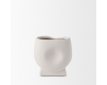 Mercana Darian Small Textured Ceramic Vase - White