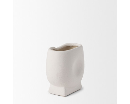 Mercana Darian Small Textured Ceramic Vase - White