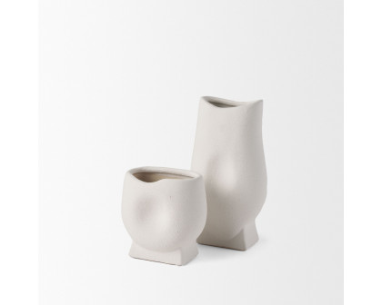 Mercana Darian Small Textured Ceramic Vase - White