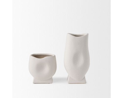 Mercana Darian Small Textured Ceramic Vase - White