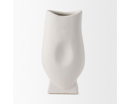 Mercana Darian Tall Textured Ceramic Vase - White